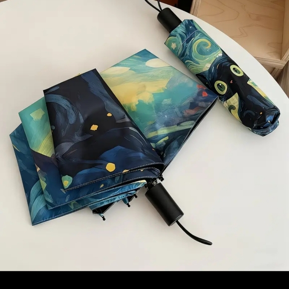 ποΈβοΈπββ¬οΈ CARTOON CAT & STARRY NIGHT COMPACT UMBRELLAπββ¬οΈβοΈ - Picture 8 of 10